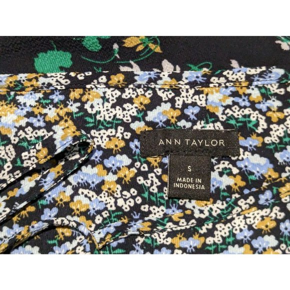 Ann Taylor short sleeve floral peasant blue bohemian blouse size S - Picture 5 of 6